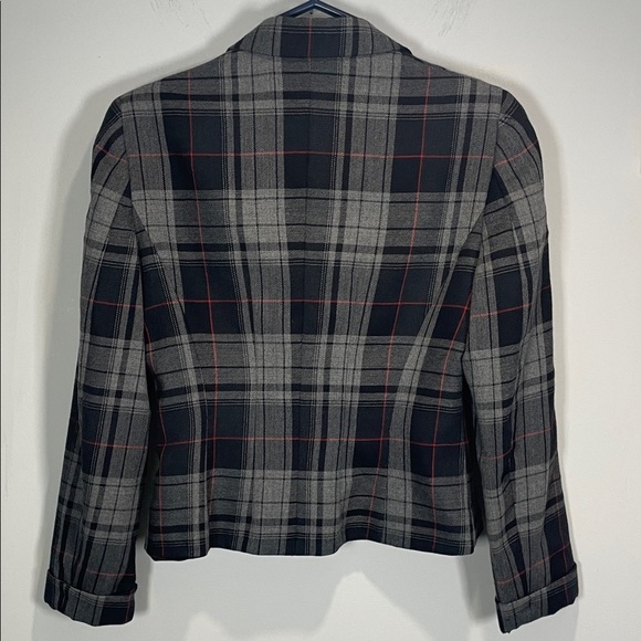 Moschino Vintage 90s Cheap and Chic Black and Gray Plaid Blazer - Picture 6 of 8